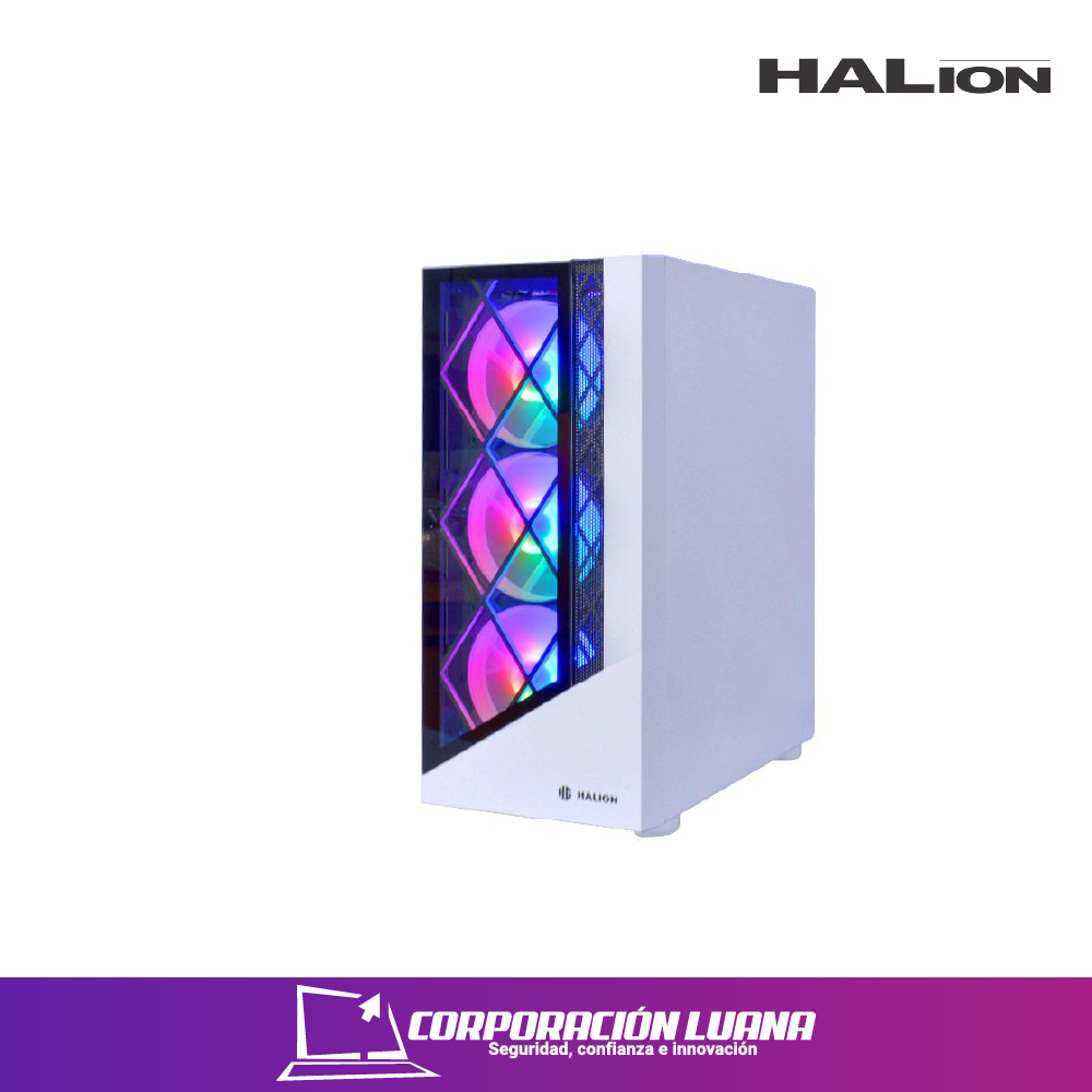 Imagen de CASE GAMER HALION DRAGON ( CR15 ) C/FUENTE 500W | BLANCO | TEMPLADO | RGB X4 VENTILADORES
