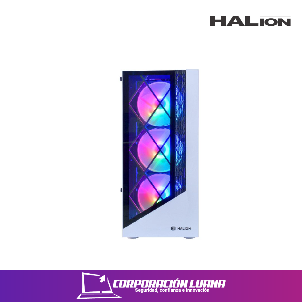 Foto del producto CASE GAMER HALION DRAGON ( CR15 ) C/FUENTE 500W | BLANCO | TEMPLADO | RGB X4 VENTILADORES