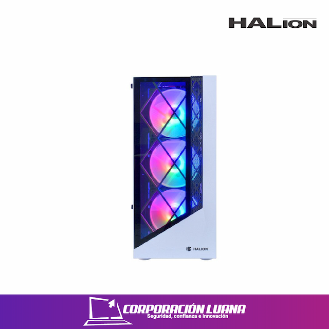 CASE GAMER HALION DRAGON ( CR15 ) C/FUENTE 500W | BLANCO | TEMPLADO | RGB X4 VENTILADORES