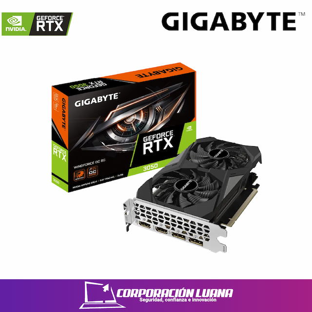 TARJETA DE VIDEO GIGABYTE RTX 3050 WINDFORCE( GV-N3050WF2OC-6GD ) 6GB | GDDR6 | X2 FAN