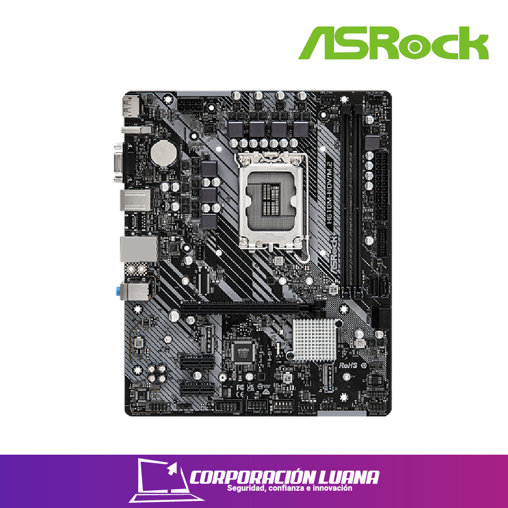 Imagen de MOTHERBOARD ASROCK H610M HDV M.2 ( 90-MXBM50-A0UAYZ ) DDR5 | LGA1700