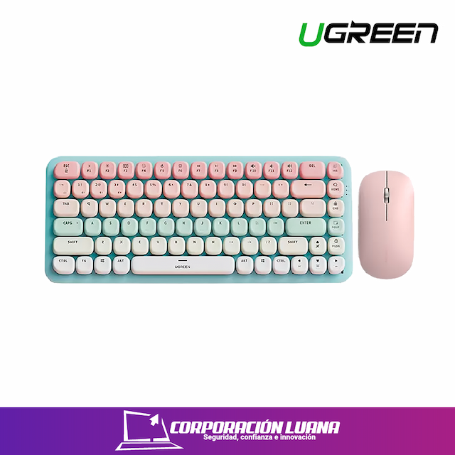 TECLADO MECANICO + MOUSE INALAMBRICO BT UGREEN ( 25178  ) ROSADO