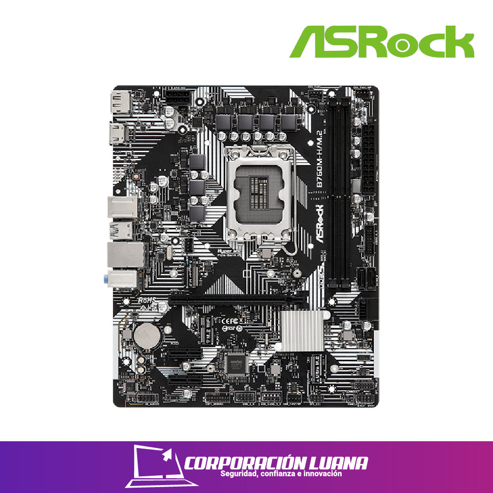 Imagen de MOTHERBOARD ASROCK B760M-H/M.2 ( 90-MXBM40-A0UAYZ ) DDR5 | LGA1700