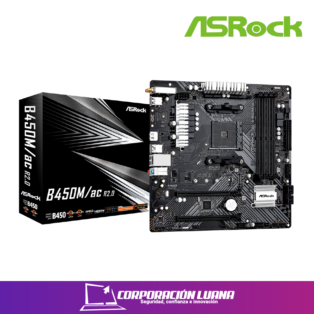 Foto del producto MOTHERBOARD ASROCK B450M AC R2.0 ( 90-MXBEF0-A0UAYZ ) DDR4 | AM4