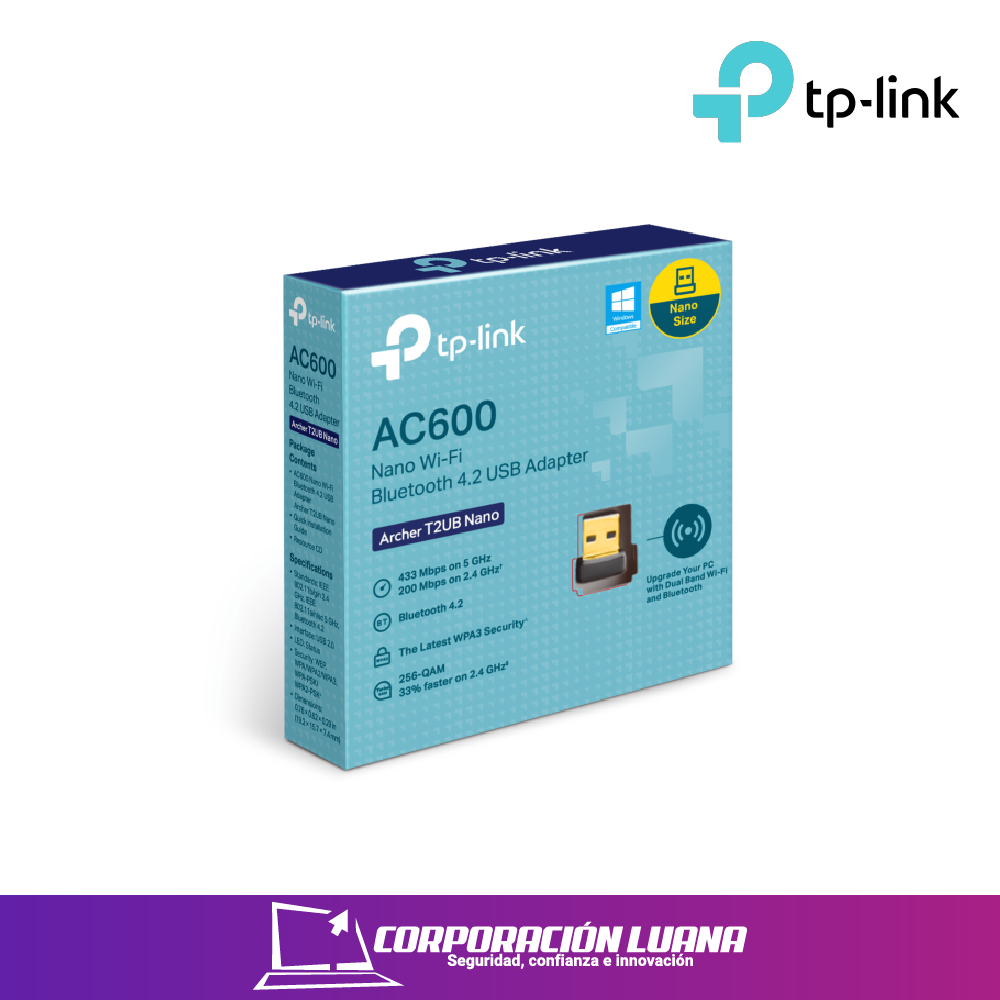 Foto del producto ADAPTADOR TP-LINK AC600 ( T2UB NANO ) WIFI - BLUETOOTH 4.2