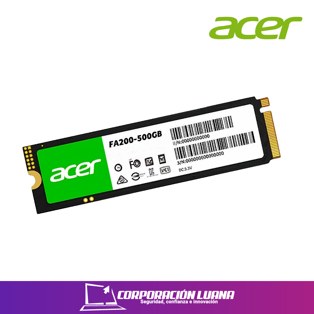 Foto del producto SSD ACER FA200 500GB ( BL.9BWWA.123 ) NVME - PCIE GEN 4 X4 | 7200 MB/S - 6200 MB/S