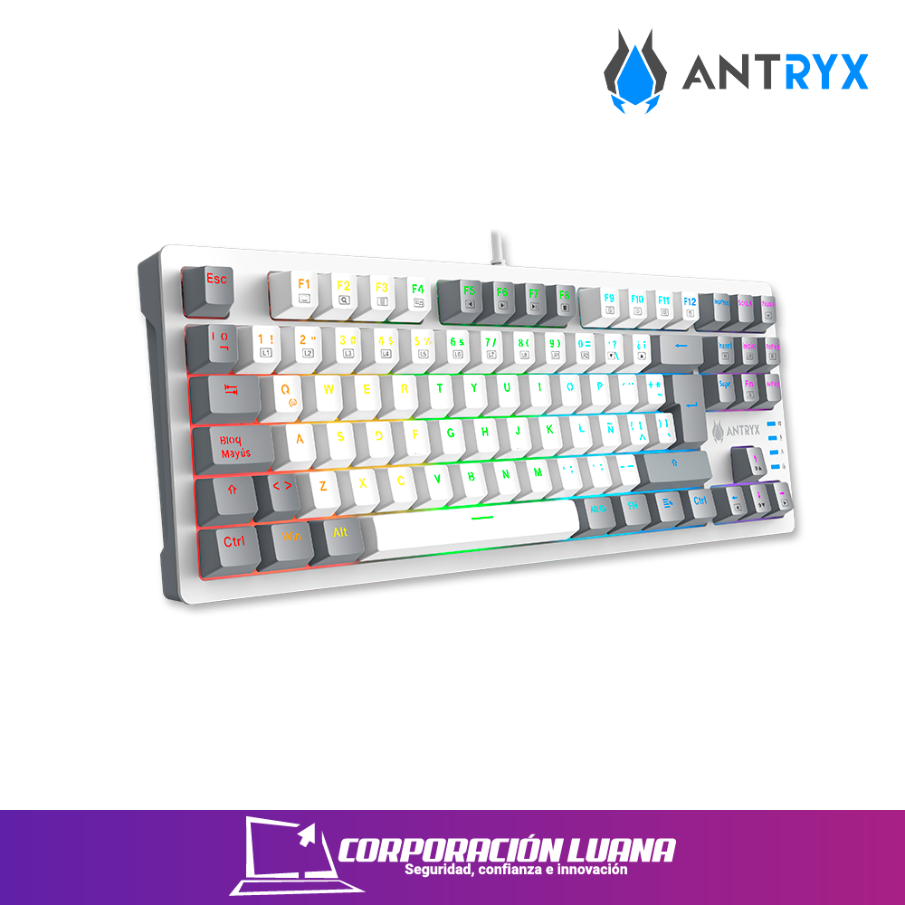 Imagen de TECLADO MECANICO ANTRYX MK840L ( AMK-CS840LWGRE-SP ) BLANCO-GRIS | SWITCH ROJO