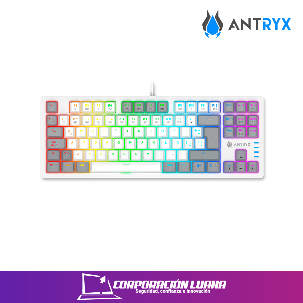 Imagen de TECLADO MECANICO ANTRYX MK840L ( AMK-CS840LWGRE-SP ) BLANCO-GRIS | SWITCH ROJO