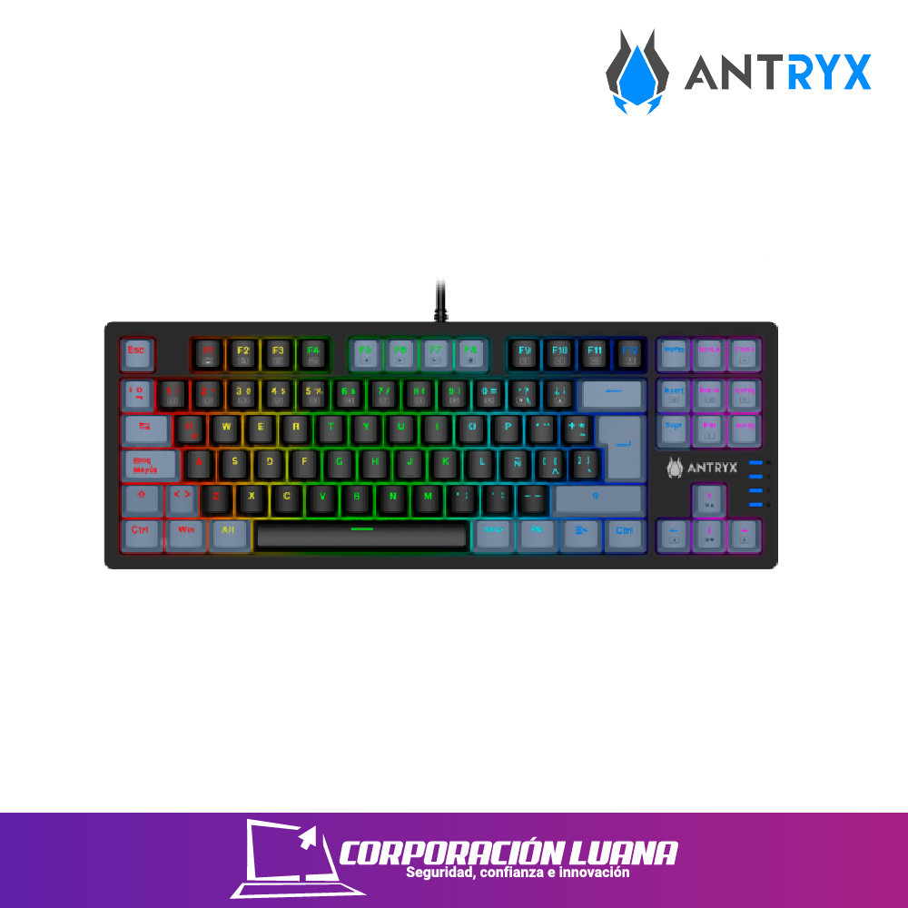 Imagen de TECLADO MECANICO ANTRYX MK840L ( AMK-CS840LKGBL-SP ) NEGRO-GRIS | SWITCH AZUL