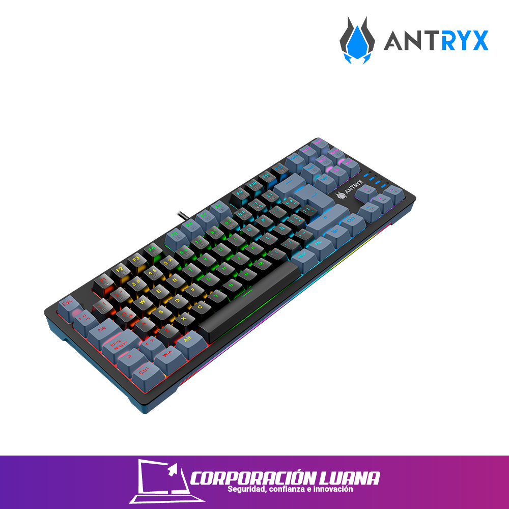Imagen de TECLADO MECANICO ANTRYX MK840L ( AMK-CS840LKGBL-SP ) NEGRO-GRIS | SWITCH AZUL