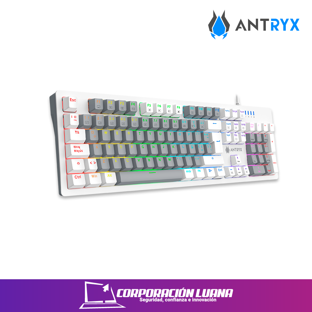Foto del producto TECLADO MECANICO ANTRYX MK860L ( AMK-CS860LWGRE-SP ) BLANCO-GRIS | SWITCH ROJO
