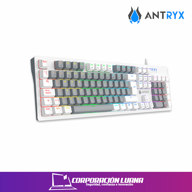 TECLADO MECANICO ANTRYX MK860L ( AMK-CS860LWGRE-SP ) BLANCO-GRIS | SWITCH ROJO