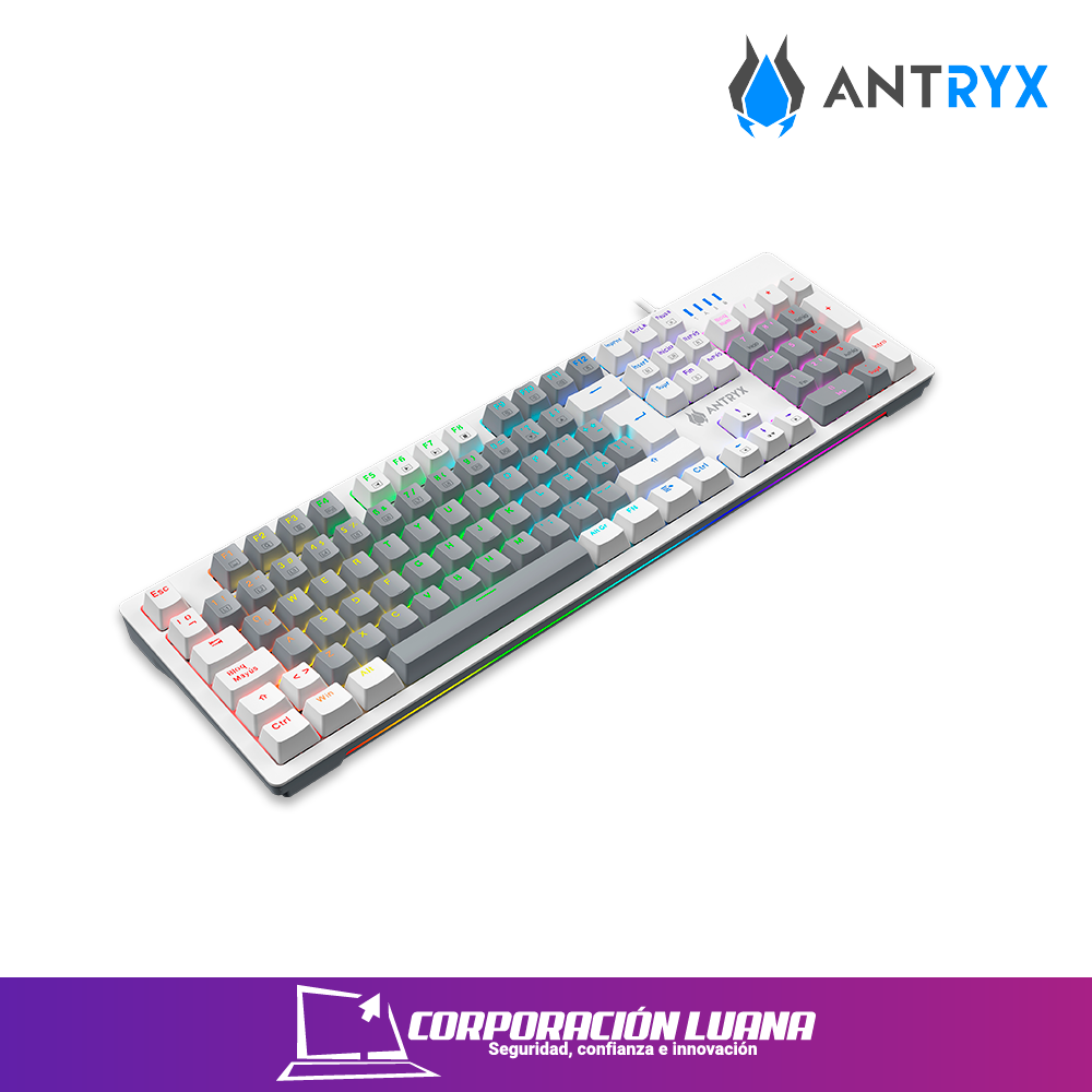 Imagen de TECLADO MECANICO ANTRYX MK860L ( AMK-CS860LWGBL-SP ) BLANCO-GRIS | SWITCH AZUL