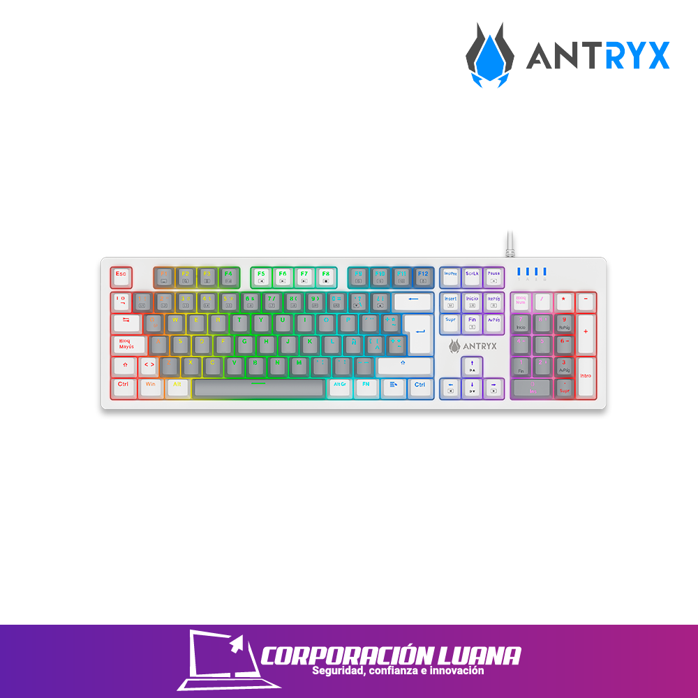 Imagen de TECLADO MECANICO ANTRYX MK860L ( AMK-CS860LWGBL-SP ) BLANCO-GRIS | SWITCH AZUL