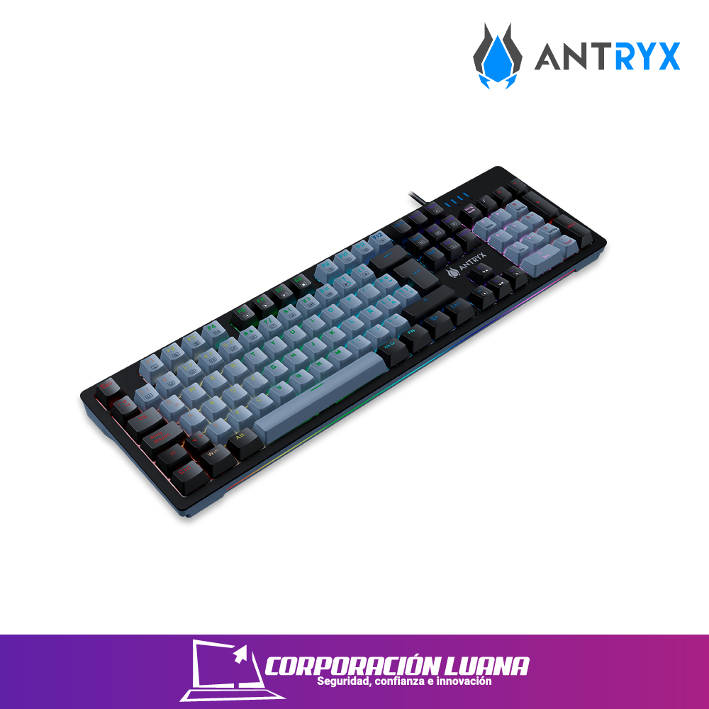 Imagen de TECLADO MECANICO ANTRYX MK860L ( AMK-CS860LKGBL-SP ) NEGRO-GRIS | SWITCH AZUL