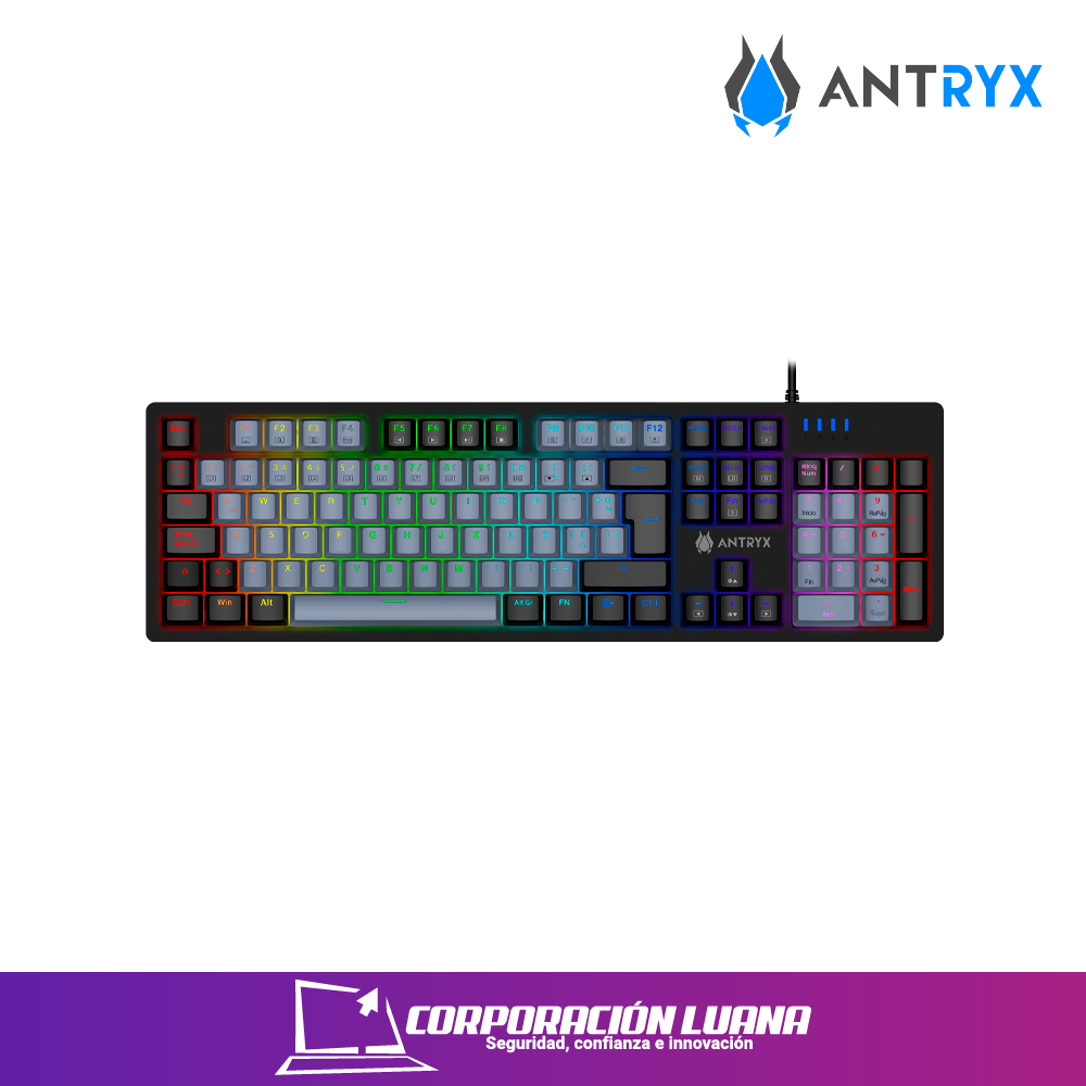 Imagen de TECLADO MECANICO ANTRYX MK860L ( AMK-CS860LKGBL-SP ) NEGRO-GRIS | SWITCH AZUL