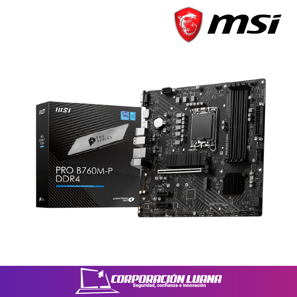 Imagen de MOTHERBOARD MSI PRO B760M-P ( 911-7E02-006 ) DDR4 | LGA1700
