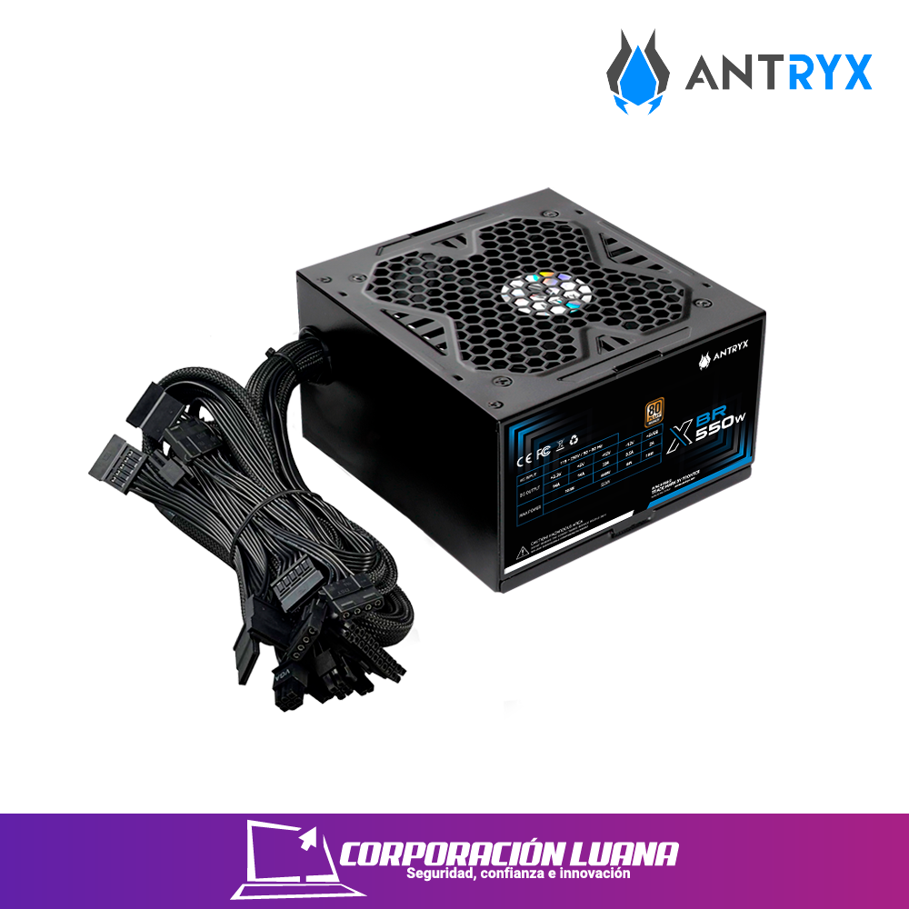 Imagen de FUENTE DE PODER ANTRYX 550W ( XBR-550 ) 80 PLUS BRONZE