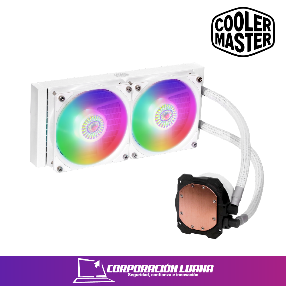 Imagen de REFRIGERACION LIQUIDA COOLER MASTER MASTERLIQUID 240L CORE ( MLW-D24M-A18PZRW ) BLANCA | X2 FAN