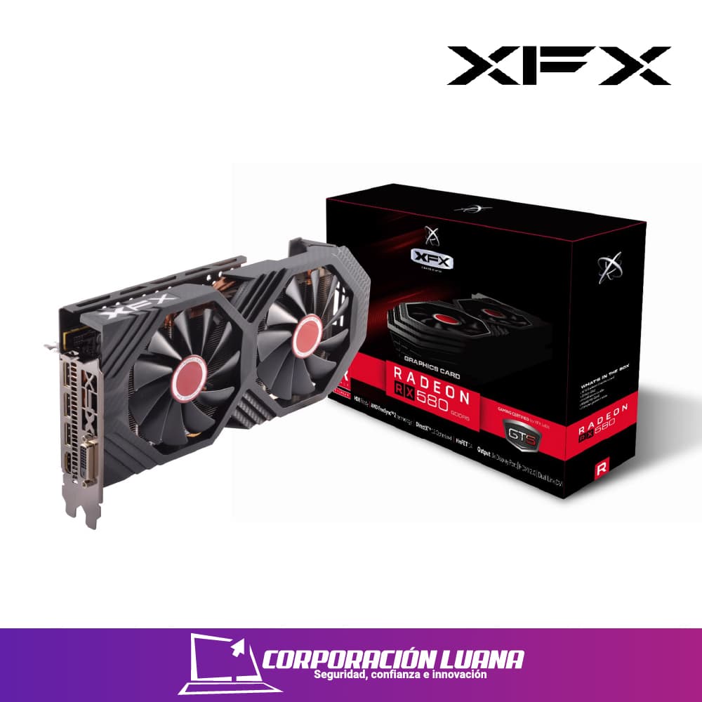Foto del producto TARJETA DE VIDEO XFX RADEON RX 580 ( RX-580P8DFD6 ) 8GB | X2 FAN | 3 DP | HDMI