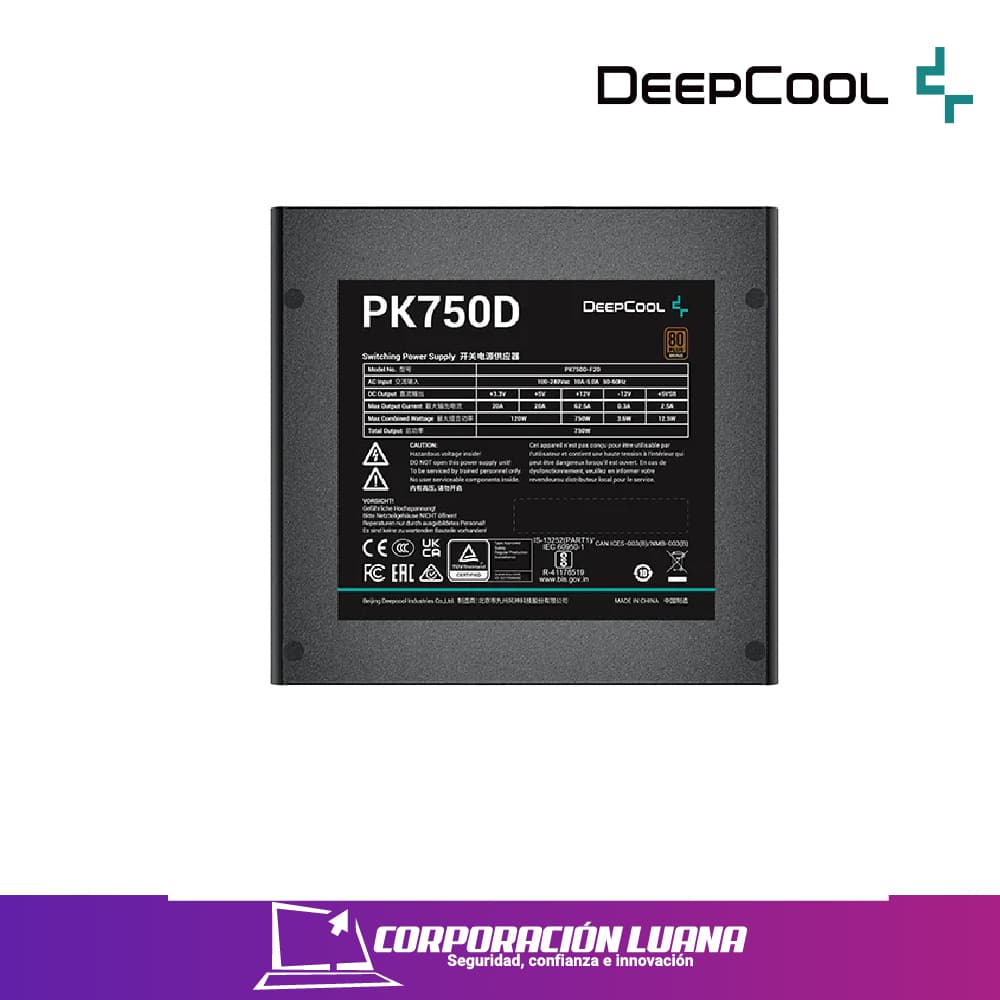 Imagen de FUENTE DE PODER DEEPCOOL PK750D ( R-PK-PK750D-FA0B-US ) 750W | 80 PLUS BRONZE