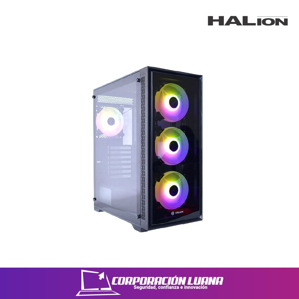 Imagen de CASE GAMER HALION ( FOXTROT 05 ) S/FUENTE | X4 FAN | LED ARGB | NEGRO