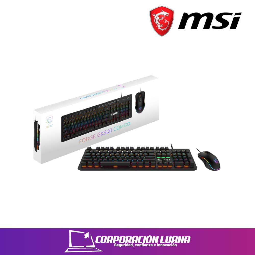 Imagen de COMBO MSI FORCE GK300 ( FORGE-GK300-COMBO BLUE-US ) TECLADOO+MOUSE | SWITCH BLUE
