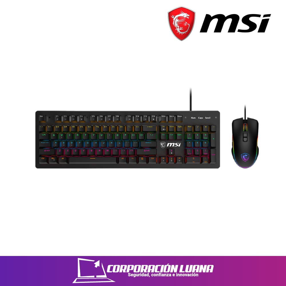 Imagen de COMBO MSI FORCE GK300 ( FORGE-GK300-COMBO BLUE-US ) TECLADOO+MOUSE | SWITCH BLUE