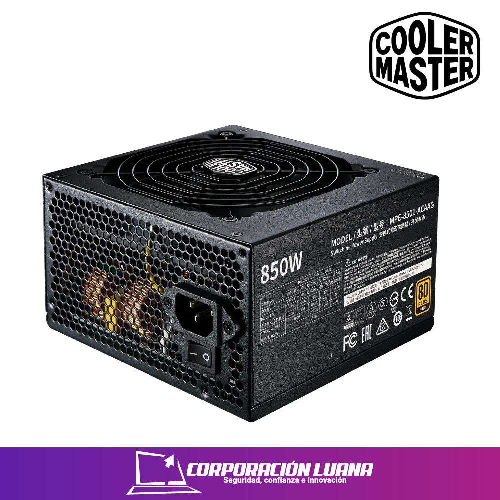 Imagen de FUENTE DE  PODER COOLER MASTER MWE GOLD V2 FM 850W 12VHPWR A/US (MPE-8501-AFAAG-3U2)  ATX 3.0 PCI 5.0