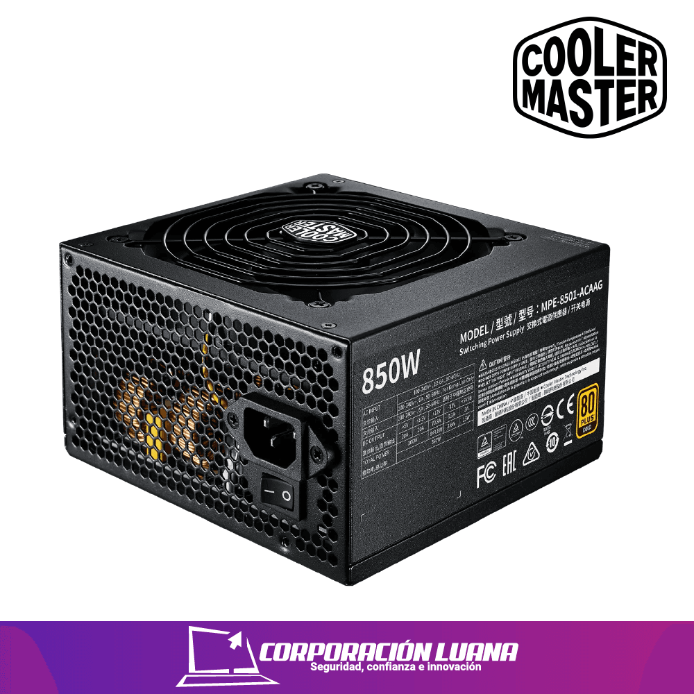 FUENTE DE  PODER COOLER MASTER MWE GOLD V2 FM 850W 12VHPWR A/US (MPE-8501-AFAAG-3U2)  ATX 3.0 PCI 5.0