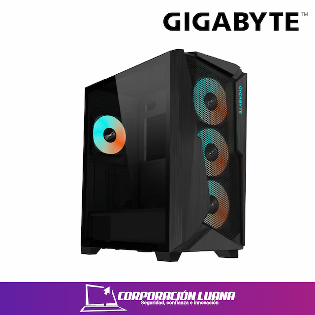 CASE GIGABYTE C301 GLASS ( GB-C301G TYPE-C ) S/FUENTE | NEGRO | X4 FAN | ARGB | TYPE-C