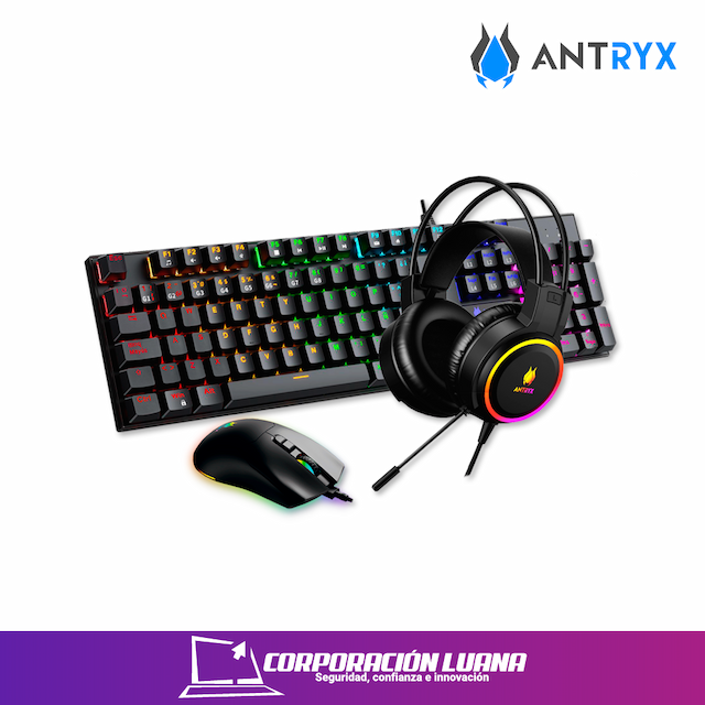 COMBO ANTRYX GC-3100 X3 ( AGC-3100-X3KRE-SP ) TECLADO+MOUSE+AUDIFONOS | SWITCH RED