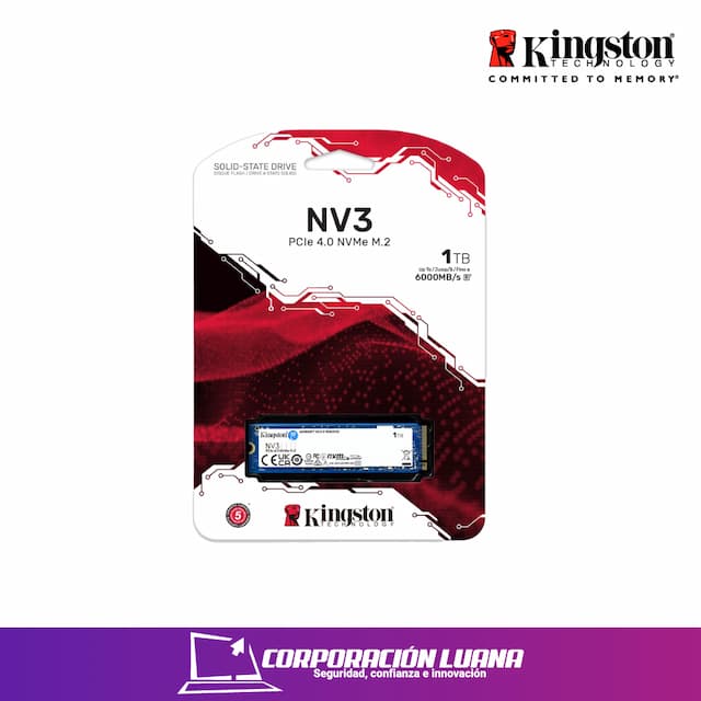 SSD KINGSTON NV3 1TB ( SNV3S/1000G ) NVME PCIE GEN 4X4 | 6000MBS LECTURA | 4000MBS ESCRITURA