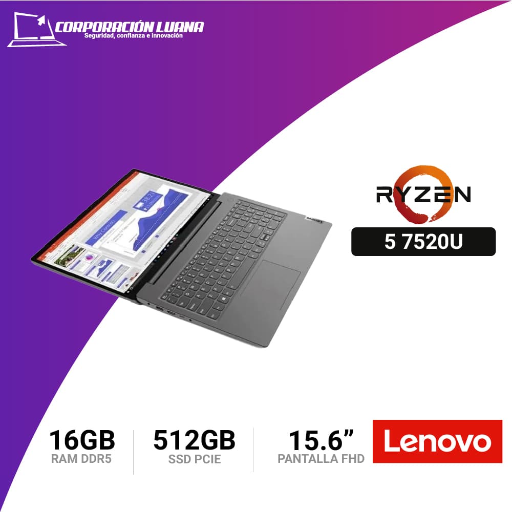 Imagen de LAPTOP LENOVO V15 G4 AMD RYZEN 5 7520U ( 82YU00XYLM ) RAM 16GB | SSD 512GB | 15.6 FHD | FREEOS