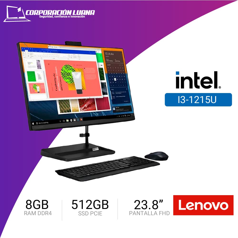 Imagen de ALL-IN-ONE LENOVO IDEACENTRE3 24IAP7 23.8" FHD IPS CORE I3-1215U 1.2/4.4GHZ 8GB DDR4-3200 SSD 512 NVME INTEL UHD GRAPHICS - FREEDOS