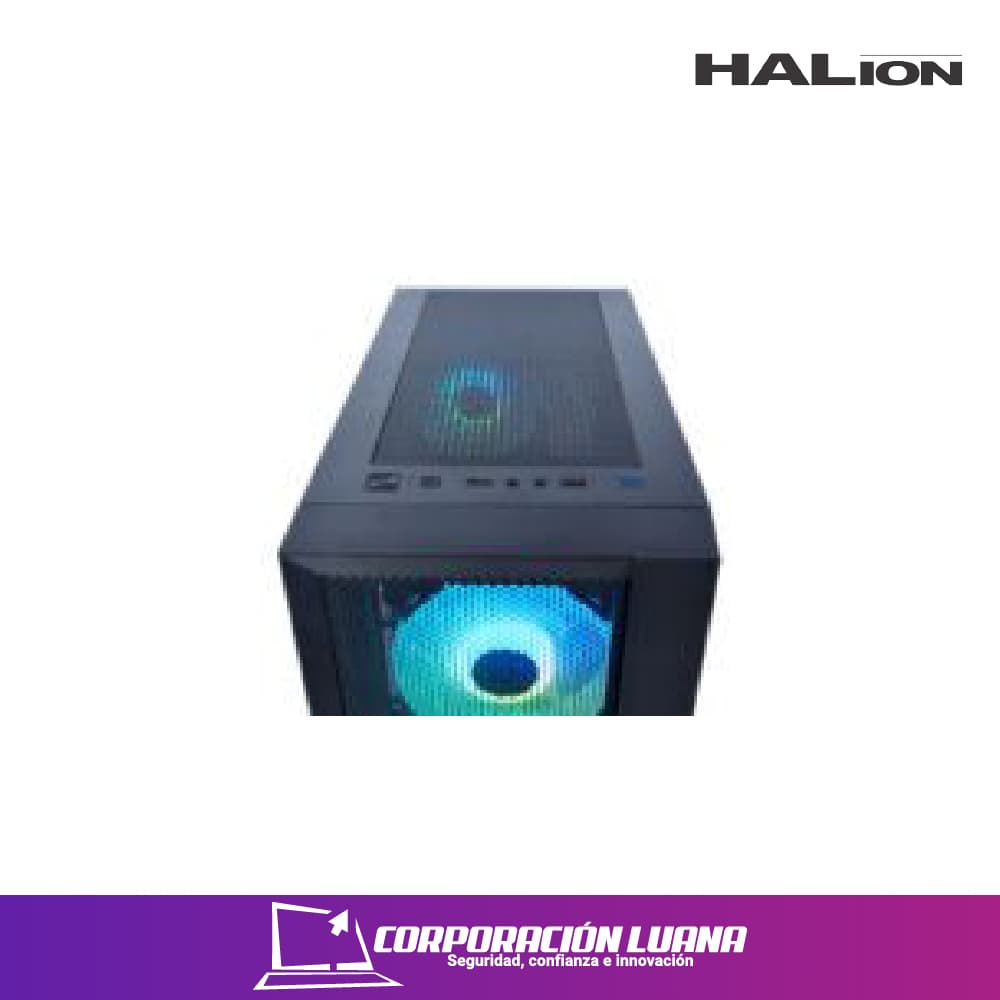 Imagen de CASE GAMER HALION TORNADO 03 ( AEHAT03N) C/FUENTE 600W | NEGRO | MALLA | VIDRIO TEMPLADO | 4 FAN | LED- ARGB