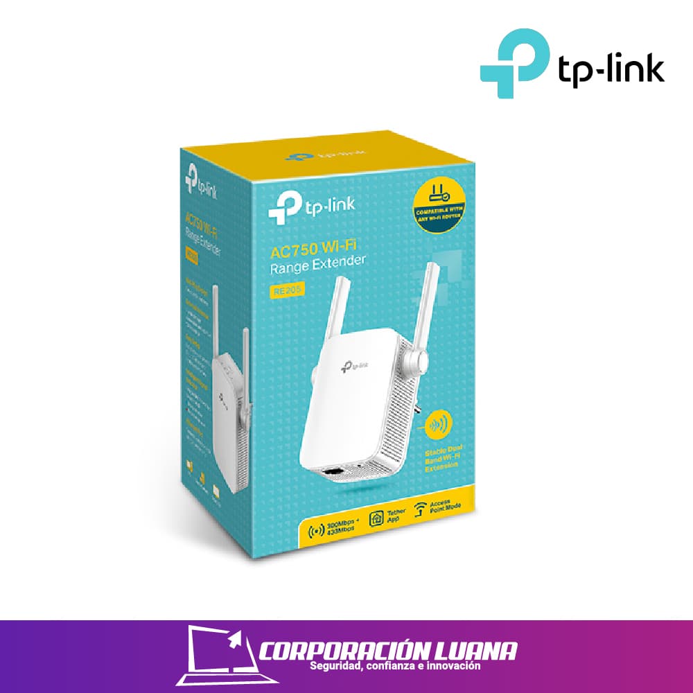 Foto del producto EXTENSOR DE RED WIFI TP-LINK RE205 DOBLE BANDA 2.4GHZ 5GHZ AC750 MESH WI-FI