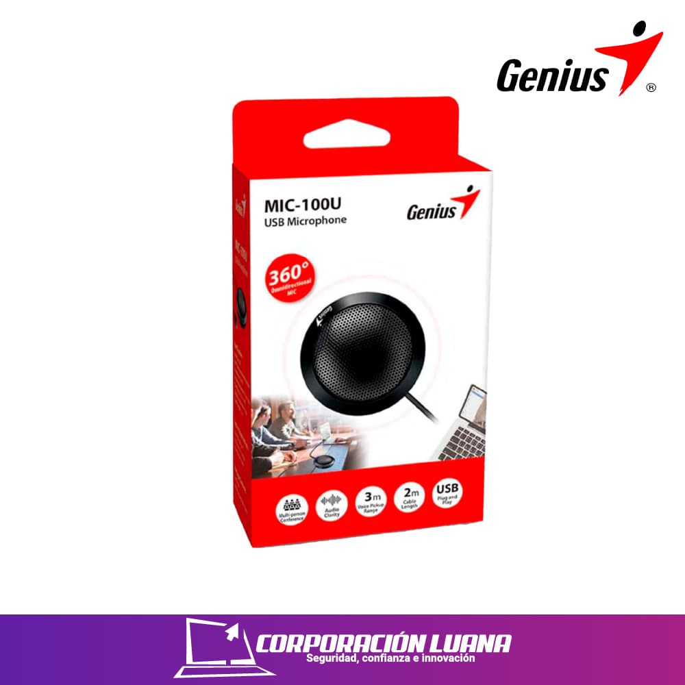 Foto del producto MICROFONO GENIUS MIC-100U ( 31700001400 ) P/VIDEO COFERENCIA NEGRO