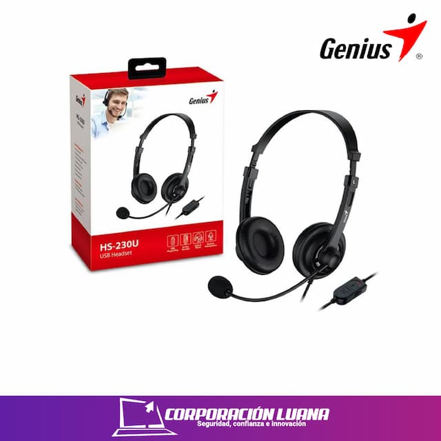 AUDIFONOS GENIUS HS230U ( 31710021400 ) USB NEGRO