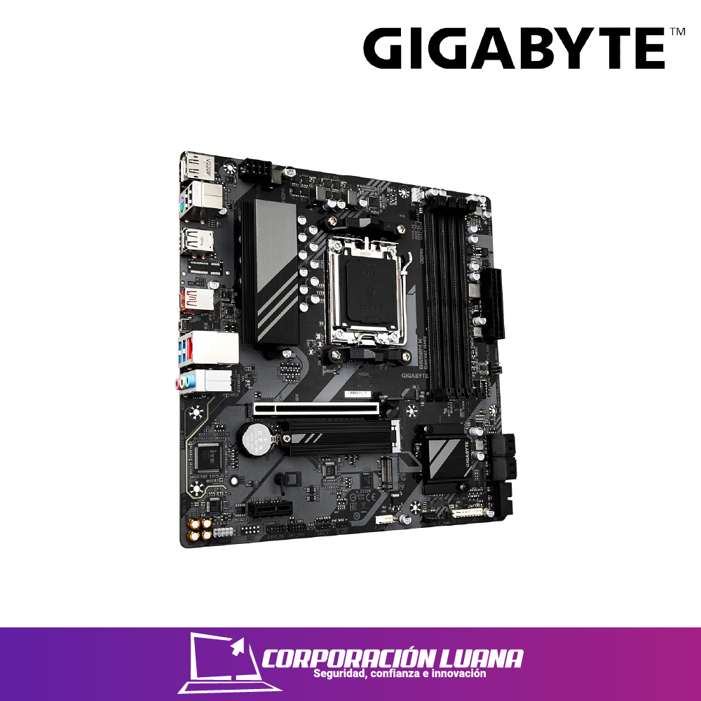 MOTHERBOARD GIGABYTE B650M K AM5  DDR5 PROCESADORES AMD RYZEN 9 / 8/7 / 5  4 RANURAS DDR5, LAN, SN/VD/NW, FORMATO MICRO-ATX ( B650M K )