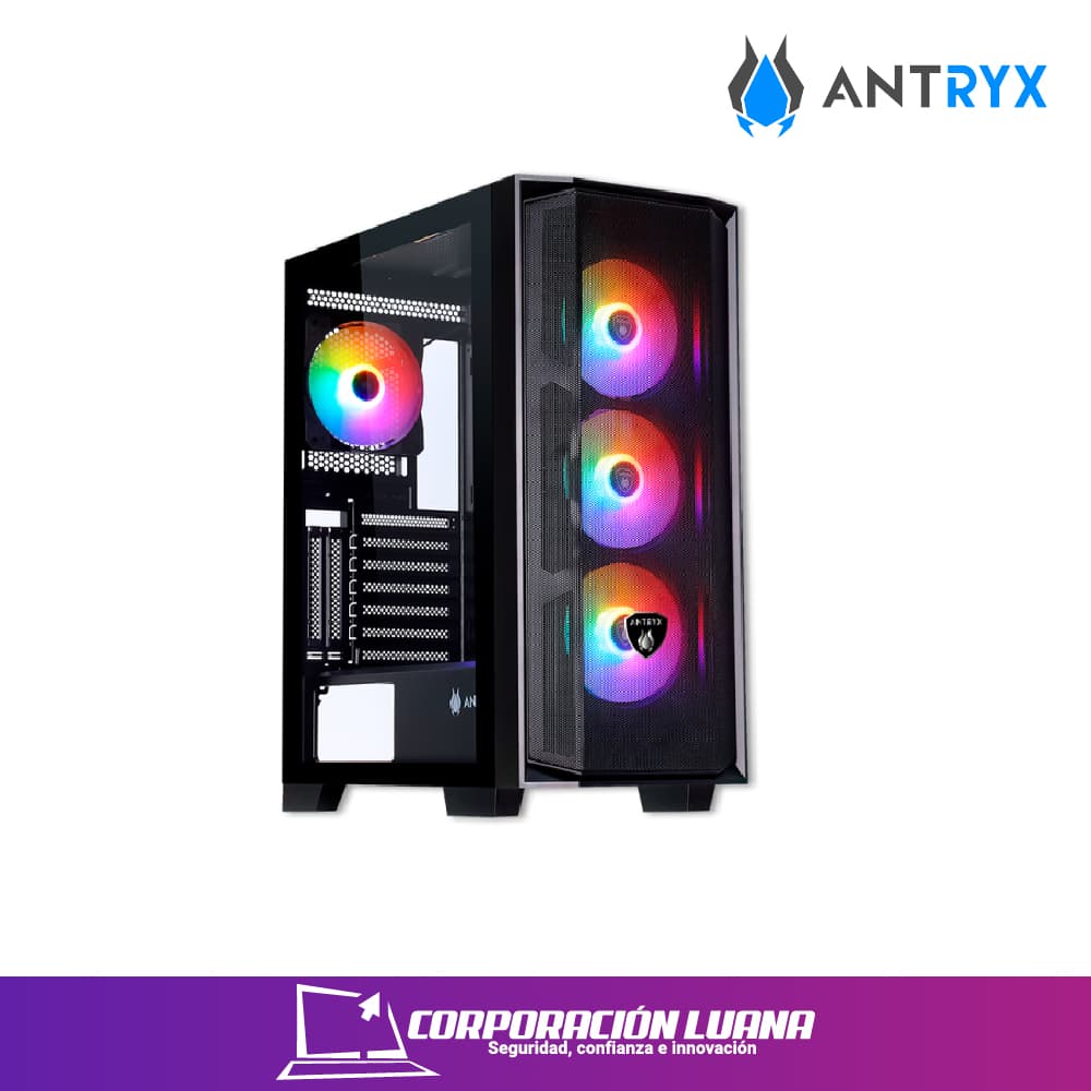Imagen de CASE ANTRYX RX-270 ( AC-RX270KFR ) S/ FUENTE | NEGRO | X4 FAN | LED FRGB