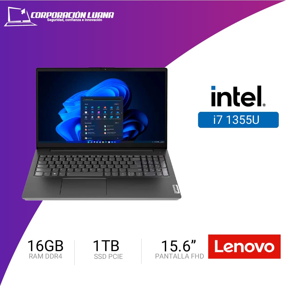 Imagen de LAPTOP LENOVO V15 G4 INTEL I7 1355U ( V15 G4 IRU I7 ) RAM 16GB | SSD 1TB | 15.6" FHD | GRAFICA INTEGRADA | FREE OS ( 83A100ESLM )