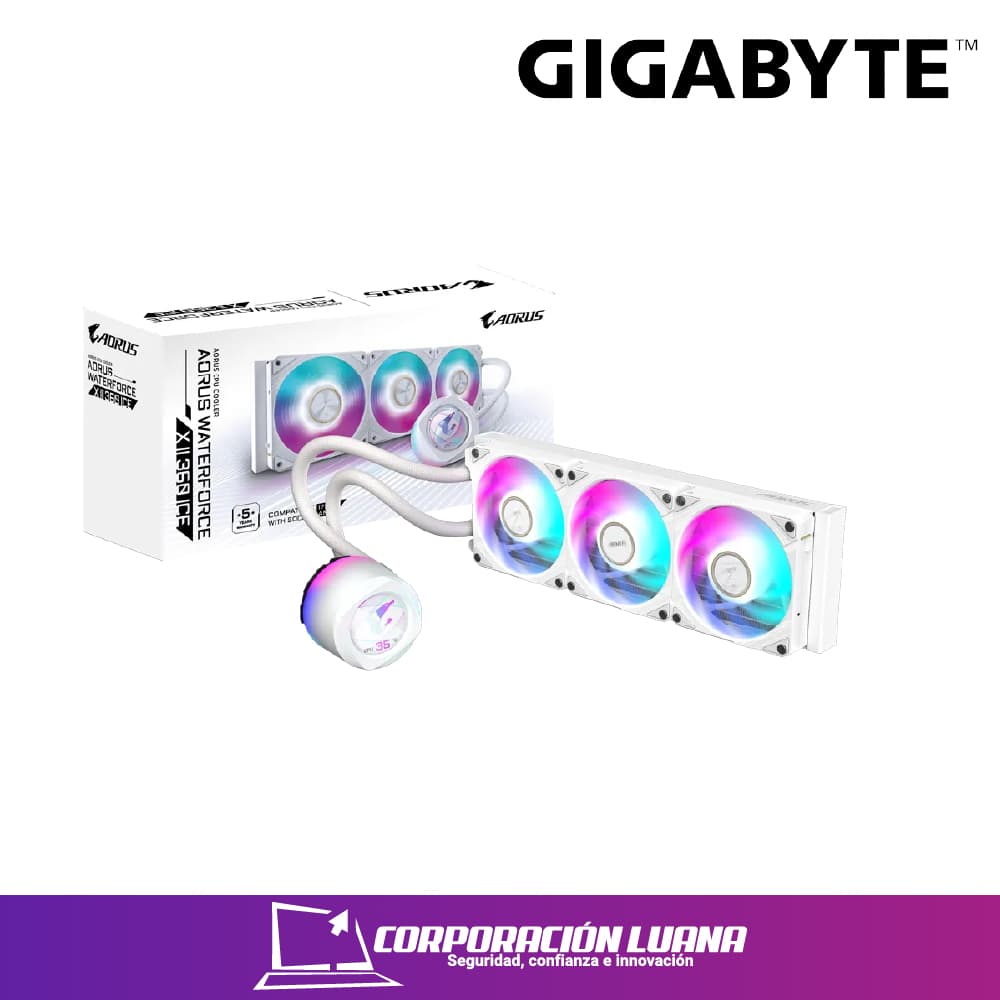 Foto del producto REFRIGERACION LIQUIDA AORUS WATERFOCE X II 360 ICE ( GP-AORUSWATERFORCEXII360I ) BLANCA | AMD | INTEL