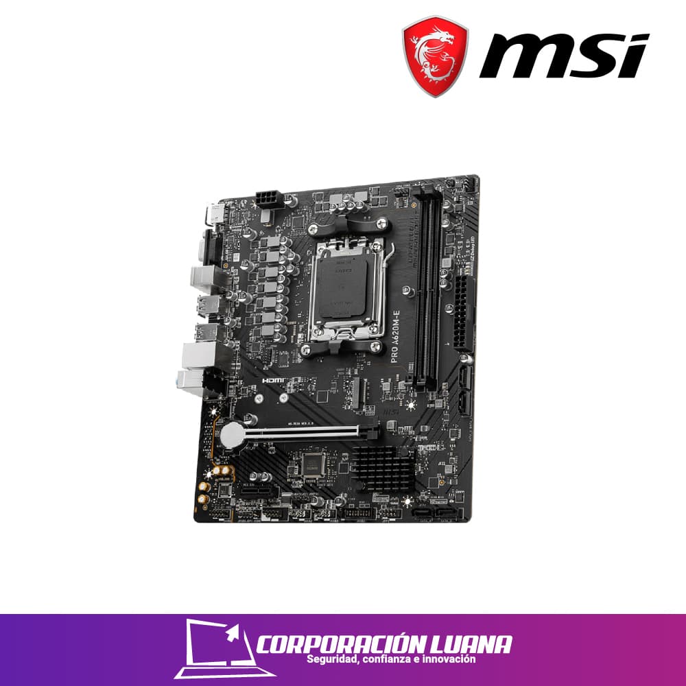 Imagen de MOTHERBOARD MSI PRO A620M-E, CHIPSET AMD A620, SOCKET AM5, HDMI, VGA, MATX DDR5  ( PRO A620M-E)
