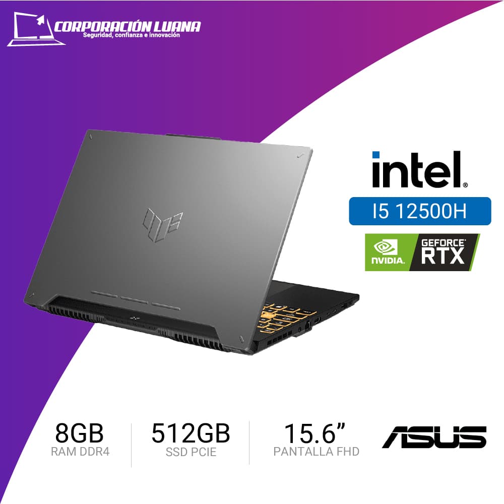 Imagen de NOTEBOOK ASUS TUF GAMING F15 FX507Z, CORE I5-12500H, 4GB RTX3050, 8GB RAM DDR4, 512GB SSD, 15.6? FHD 144HZ