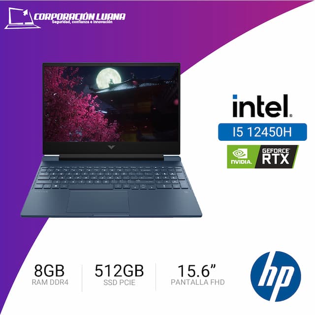 LAPTOP HP VICTUS GAMING 15-FA0021LA 15.6" FHD IPS CORE I5-12450H HASTA 4.4GHZ, 512GB SSD M.2 PCIE  8GB DDR4 RTX 3050 4GB GDDR6 WINDOWS 11 HOME SL