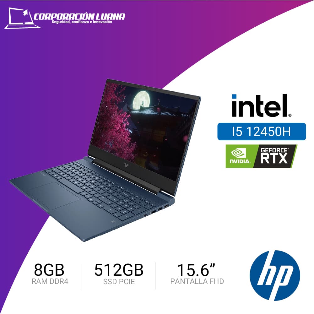 Imagen de NOTEBOOK  HP VICTUS GAMING 15-FA0021LA 15.6" FHD IPS CORE I5-12450H HASTA 4.4GHZ, 512GB SSD M.2 PCIE  8GB DDR4 RTX 3050 4GB GDDR6 WINDOWS 11 HOME SL