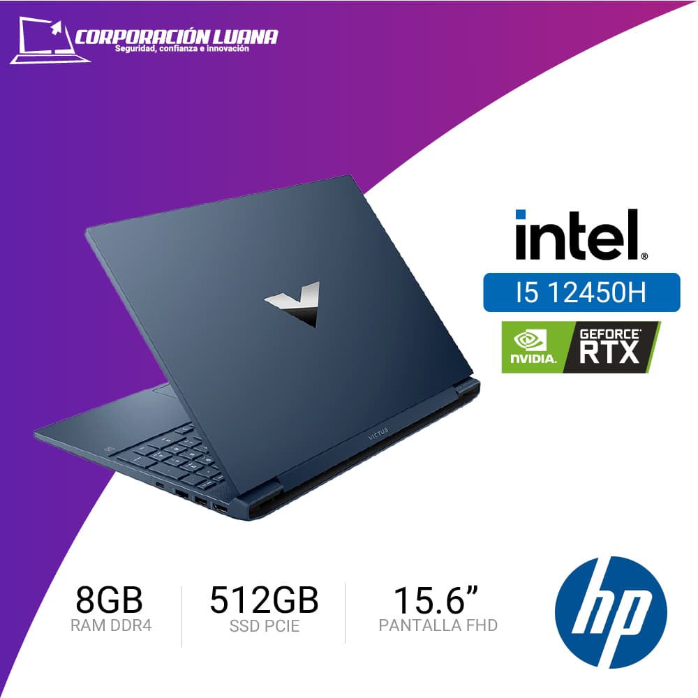 Imagen de NOTEBOOK  HP VICTUS GAMING 15-FA0021LA 15.6" FHD IPS CORE I5-12450H HASTA 4.4GHZ, 512GB SSD M.2 PCIE  8GB DDR4 RTX 3050 4GB GDDR6 WINDOWS 11 HOME SL
