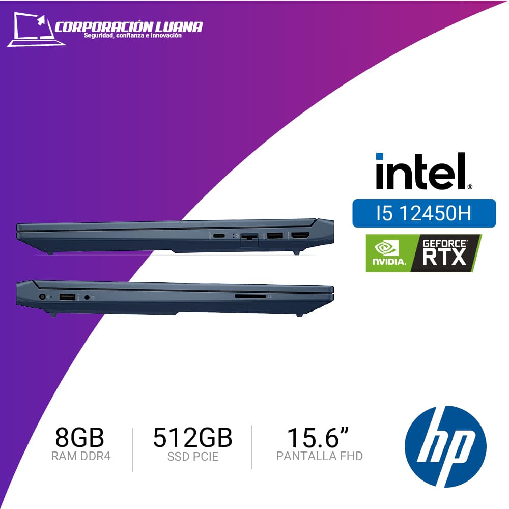 Imagen de NOTEBOOK  HP VICTUS GAMING 15-FA0021LA 15.6" FHD IPS CORE I5-12450H HASTA 4.4GHZ, 512GB SSD M.2 PCIE  8GB DDR4 RTX 3050 4GB GDDR6 WINDOWS 11 HOME SL