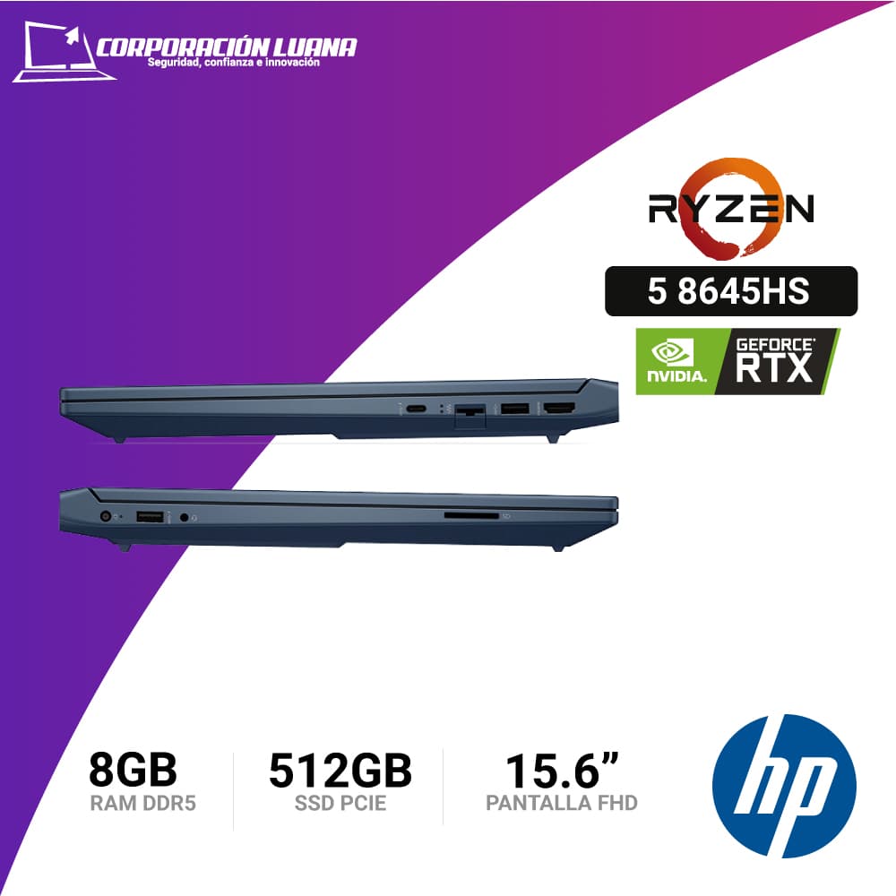 Imagen de LAPTOP HP VICTUS GAMING 15-FB2002LA, 15.6" FHD IPS AMD RYZEN 5 8645HS HASTA 5.0GHZ, 8GB DDR5, 512GB SSD RTX 3050 (6GB GDDR6) WINDOWS 11 HOME